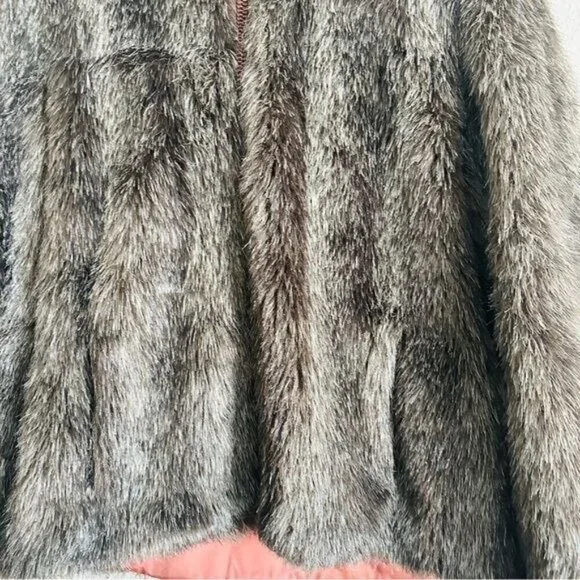 Vintage Brown Real Fur Hooded Zip Jacket Size Medium Mobwife Retro Style - Picture 4 of 10